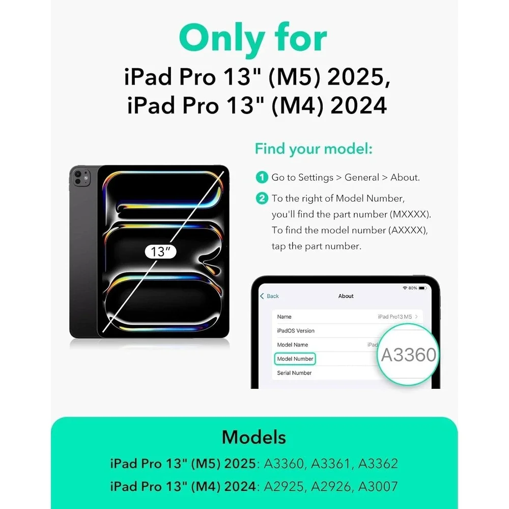 ESR iPad Pro 13 Case M5 M4 Magnetic‎ Rotating Stand 6Angles Shift Series Titaniu